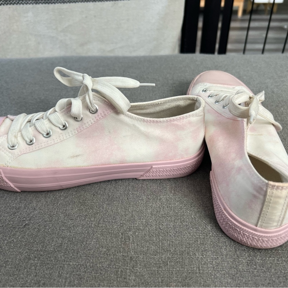 Pink and White Canvas Sneakers